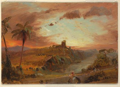 素描，《想象中的美国南部风景》研究，约 1857 年 作者 弗雷德里克·埃德温·丘奇