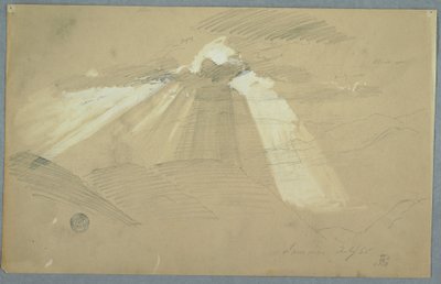 素描，云层中闪耀的太阳，牙买加，1865 年 7 月 作者 弗雷德里克·埃德温·丘奇