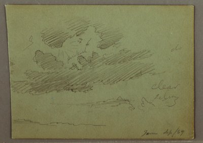 素描，云层后的太阳光线，1869 年 9 月 作者 弗雷德里克·埃德温·丘奇