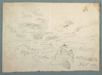 绘画，奥拉纳日落，1870 年 7 月 1 日 作者 弗雷德里克·埃德温·丘奇