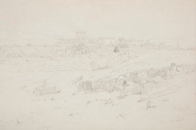 素描，清晨的寺庙，巴勒贝克，1868 年 5 月 12 日 作者 弗雷德里克·埃德温·丘奇