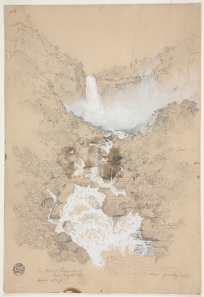 图画，哥伦比亚波哥大附近的 Tequendama 瀑布，1853 年 7 月 作者 弗雷德里克·埃德温·丘奇