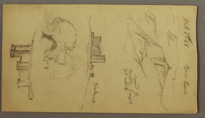 素描，《山顶城堡的三幅研究》，1868 年 10 月 1 日 作者 弗雷德里克·埃德温·丘奇