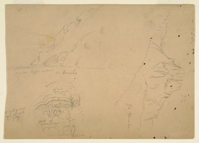 素描，多瑙河陡峭山岸的三幅素描，1868 年 作者 弗雷德里克·埃德温·丘奇