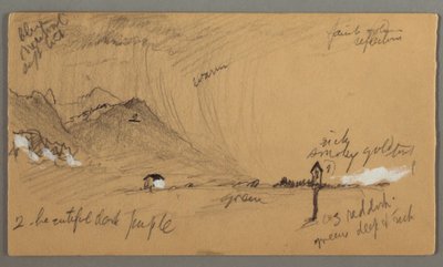 素描，雷雨，山，虔诚雕塑，奥地利或巴伐利亚，1868 年 作者 弗雷德里克·埃德温·丘奇
