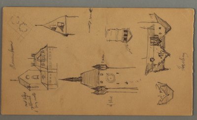 绘图，塔楼，高山建筑，1868 年 作者 弗雷德里克·埃德温·丘奇
