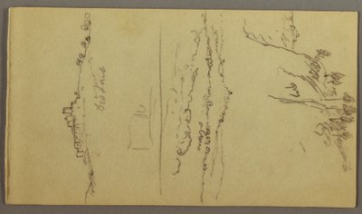 素描，山顶下的小镇，山顶小镇，可能创作于 1868-69 年 作者 弗雷德里克·埃德温·丘奇