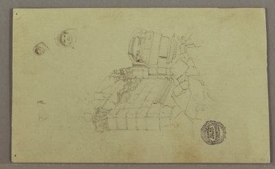 素描，两个头像，废墟，可能创作于 1868 年 作者 弗雷德里克·埃德温·丘奇