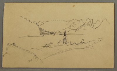 绘画，山谷，教堂，奥地利圣吉尔根，可能创作于 1868 年 作者 弗雷德里克·埃德温·丘奇