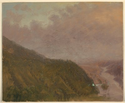 素描，高山之巅的山谷（欧洲），1860-70 年 作者 弗雷德里克·埃德温·丘奇