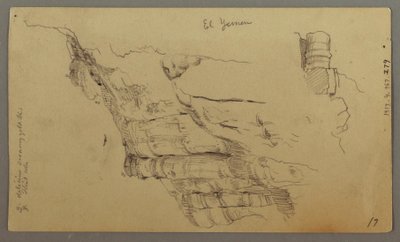 素描，瓦迪阿巴河景观，2 月 20 日，可能在 1868 年 作者 弗雷德里克·埃德温·丘奇