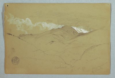 素描，厄瓜多尔钦博拉索山东侧景观，1857 年 6 月 3 日 作者 弗雷德里克·埃德温·丘奇