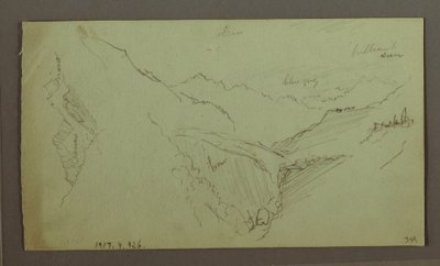 素描，村庄和陡峭的山谷（阿尔卑斯山），1868-69 年 作者 弗雷德里克·埃德温·丘奇