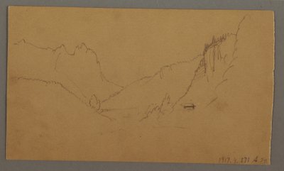 绘图，蜿蜒的山谷之路，房屋，可能创作于 1868 年 作者 弗雷德里克·埃德温·丘奇
