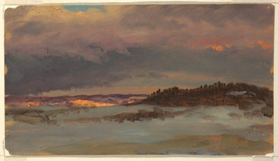 素描，夕阳下的蓝山冬景，纽约哈德逊，1870-75 年 作者 弗雷德里克·埃德温·丘奇