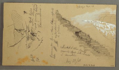 素描，在水槽边洗衣的妇女，山区，1868 年 8 月 28 日 作者 弗雷德里克·埃德温·丘奇