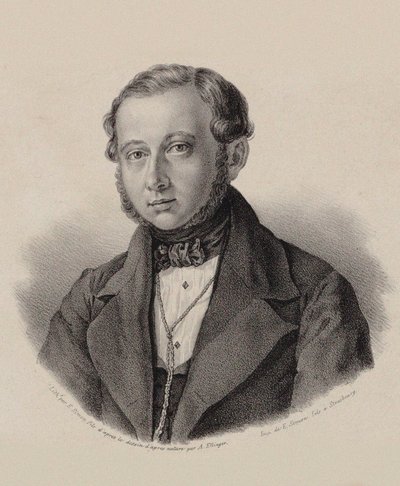 小提琴家和作曲家托马斯-泰格利赫斯贝克的肖像，1799-1867，1837-1838。 作者 弗雷德里克·埃米尔·西蒙