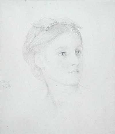 梅-萨托里斯（1845-1925）的肖像，1854年（纸上铅笔）。 作者 弗雷德里克·莱顿