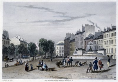 水塔（Fontaine），Bd St Martin - 在“” Paris en 1832 ”” by Martens 作者 弗雷德里克·马滕斯