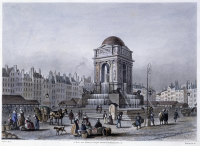 Fontaine des Innocents - 载于Martens的 "1832年的巴黎"。 作者 弗雷德里克·马滕斯