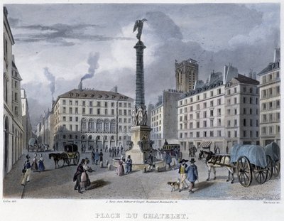 Place du Chatelet - 在 Martens 的“”Paris en 1832”中 作者 弗雷德里克·马滕斯