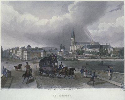 圣丹尼斯镇，由Frederic Martens（1809-75）1832年刻（彩色雕刻） 作者 弗雷德里克·马滕斯
