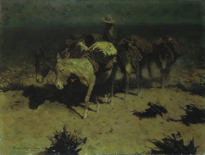 打包火车，1909年 作者 弗雷德里克·雷明顿
