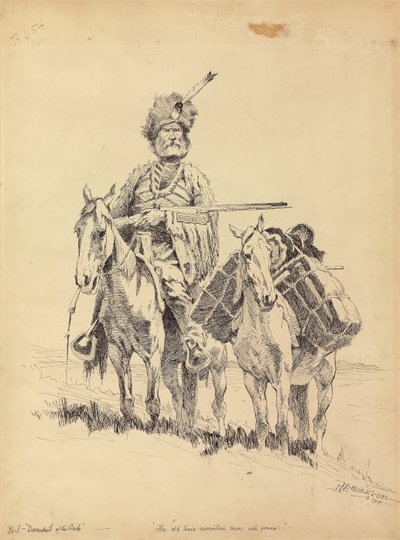 一位古老的山民与小马，1888年 作者 弗雷德里克·雷明顿