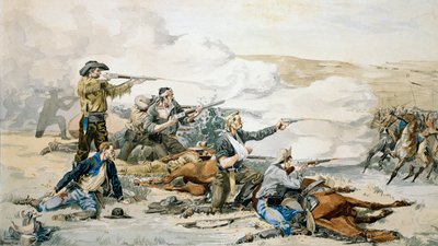 1868年的Beechers岛战役（Custers Last Stand）c.1885（纸上的wc） 作者 弗雷德里克·雷明顿