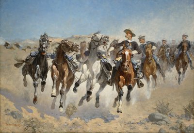 步行：1890年第四支骑兵移动马 作者 弗雷德里克·雷明顿