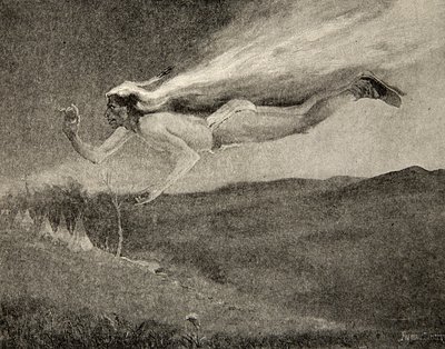 像Ishkoodah，彗星，就像带着火热的发辫的明星，来自Hiawatha的歌曲，Henry Wadsworth Longfellow（1807-82），酒吧。作者：George G. Harrap und Company Ltd.，1911 作者 弗雷德里克·雷明顿