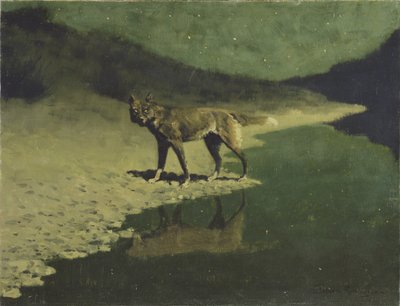 月光，狼，c.1904 作者 弗雷德里克·雷明顿