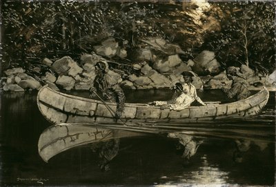 为受伤的英国军官划船，1897年。 作者 弗雷德里克·雷明顿