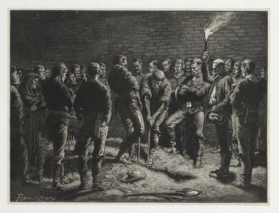 阿帕奇战役 - 埋葬Hatfields男子，来自Harpers Weekly，pub。 1886年 作者 弗雷德里克·雷明顿