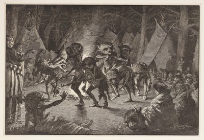 The Buffalo Dance，来自Harpers Weekly，1887年的酒吧 作者 弗雷德里克·雷明顿
