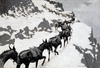 骡子包（进入科罗拉多州银矿的矿车）1901年 作者 弗雷德里克·雷明顿