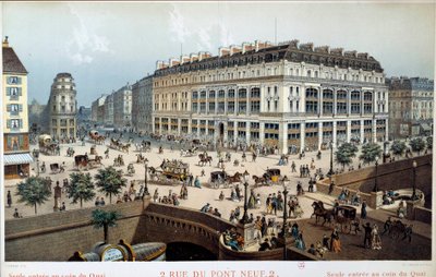 19世纪的巴黎新桥街美丽花园的外景。弗雷德里克-索里欧（1807 -？ 作者 弗雷德里克·索里厄