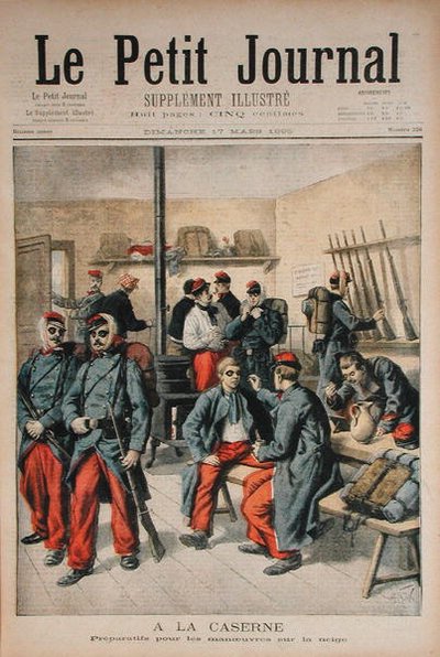 在军营，准备在雪中演习，插图来自Le Petit Journal，1895年3月17日 作者 弗雷德里克·西奥多·利克斯