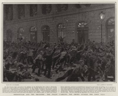 伯明翰和Pro-Boers，警察在市政厅外向人群收费 作者 弗雷德里克·德·哈嫩
