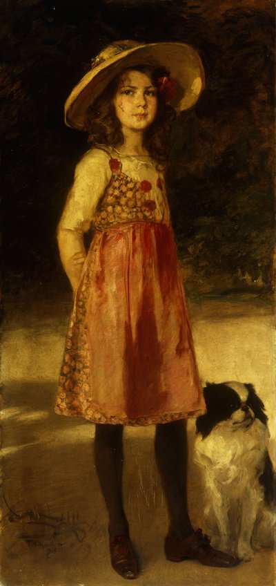 艺术家的女儿的肖像，希尔德，1913年 作者 弗雷德里希·奥古斯特·考尔巴赫