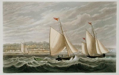 莱德，来自《怀特岛图解》，由P.罗伯茨雕刻，1846年出版（水印）。 作者 弗雷德里克（后）卡尔弗特