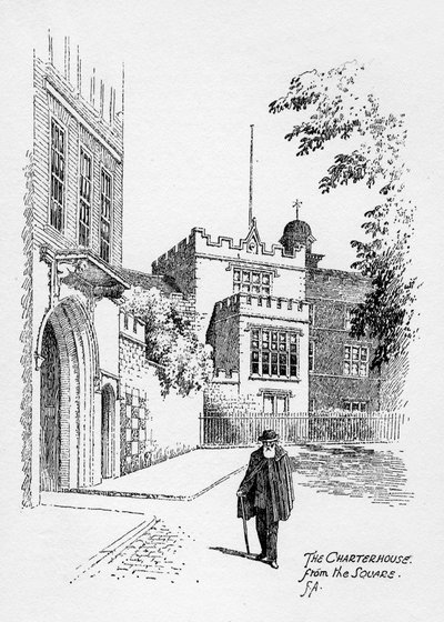 1912年，伦敦广场上的Charterhouse。 作者 弗雷德里克·阿科克（Frederick Adcock）