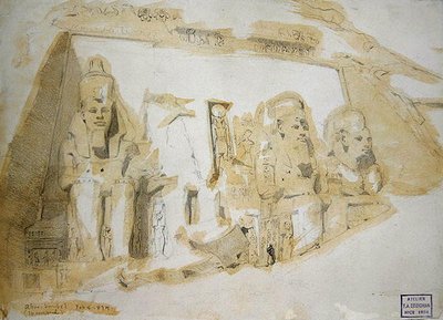 阿布辛贝勒大庙的四座拉美西斯二世（公元前1279-1213年）巨型雕像 作者 弗雷德里克·亚瑟·布里奇曼