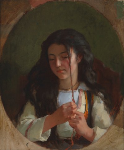一个年轻女孩的研究，Pont Aven，1869年。 作者 弗雷德里克·亚瑟·布里奇曼