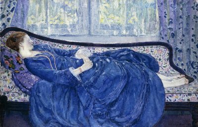 穿蓝色衣服的女孩 作者 Frederick Carl Frieseke