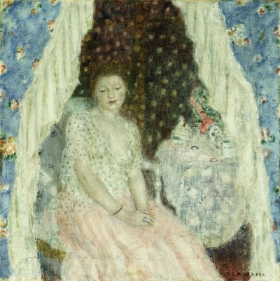 研究“蓝色窗帘”，约1924年（布面油画） 作者 弗雷德里克·卡尔·弗里泽克