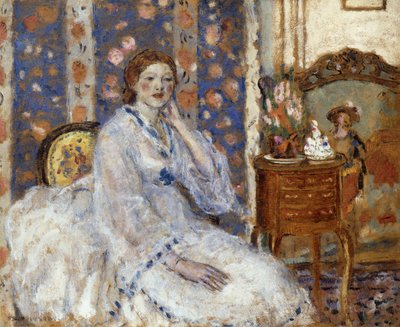 坐在扶手椅上的女人 作者 Frederick Carl Frieseke