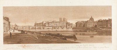 新港景观，卢浮宫、巴黎圣母院和四国学院的一部分，1803 年； 图版 7 来自《巴黎风景》，图版 B1981.25.2616 的伊曼纽尔体积描画 作者 老弗雷德里克·克里斯蒂安·刘易斯