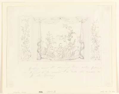 素描，布莱顿皇家展馆，蓝色（南）客厅，墙面装饰建议，约 1820 年 作者 弗雷德里克·克莱斯