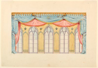 绘图，窗户装饰，可能用于布赖顿皇家音乐厅东墙，1820 年 作者 弗雷德里克·克莱斯